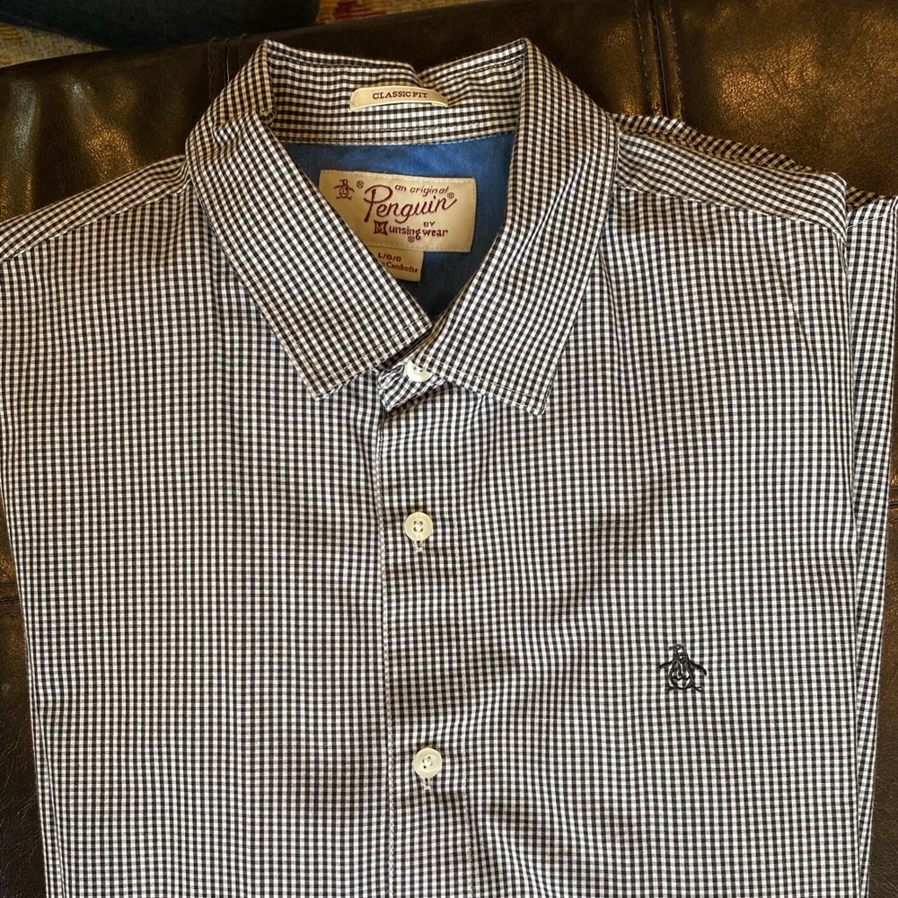 Long sleeve penguin dress shirt, like new